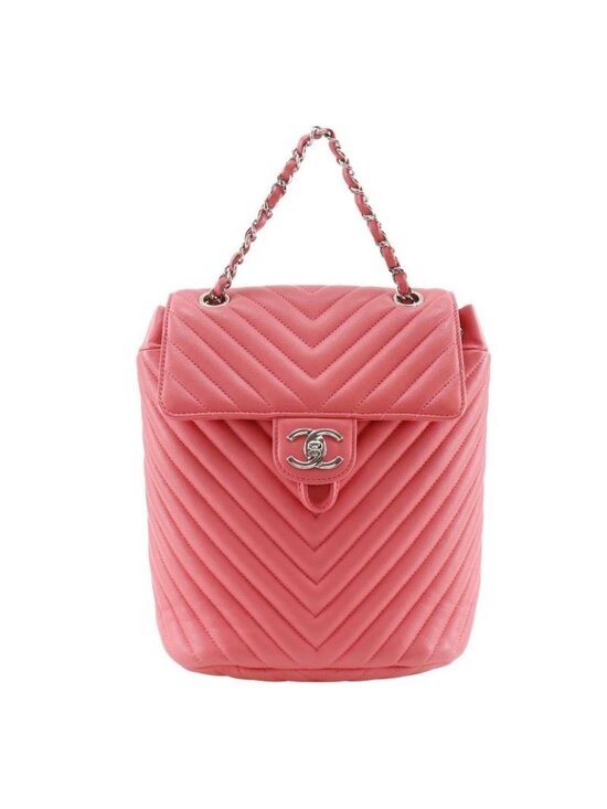 Chanel Chevron Stitch Chain Backpack Lambskin Pink main image 9